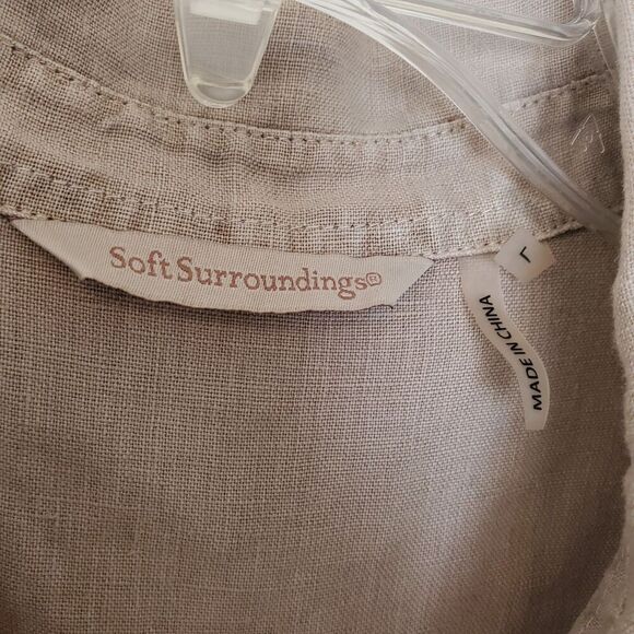 Soft Surroundings Linen Tunic Top Womens Size L Feminine Lagenlook Button Down - Picture 5 of 16